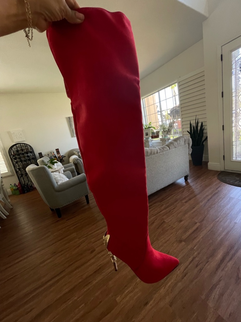 Shoe Dazzle Red Over-the-Knee Stiletto Boots